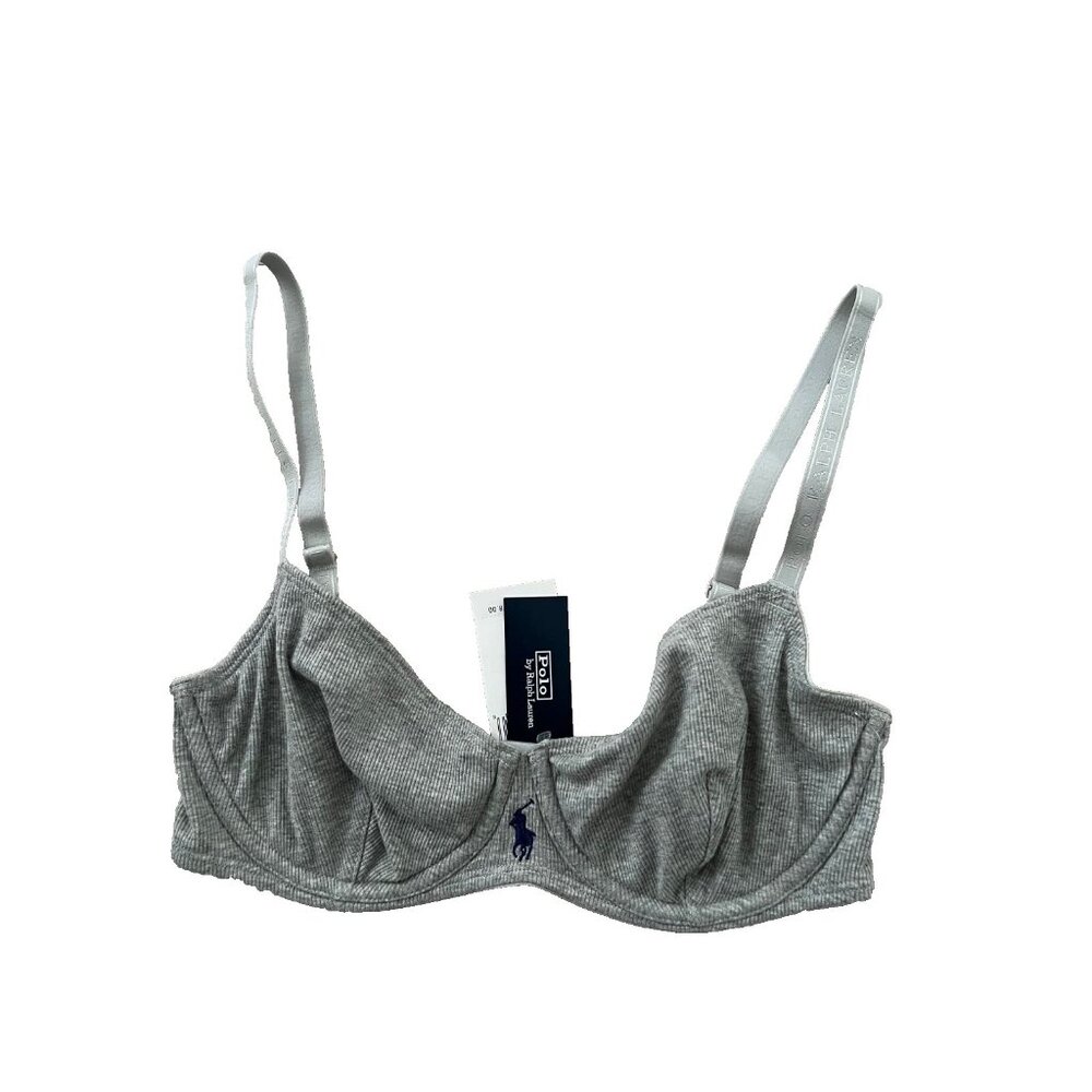 Polo Ralph Lauren Modern Rib Demi Bra Heather Grey ( 34C ) - Picture 2 of 4